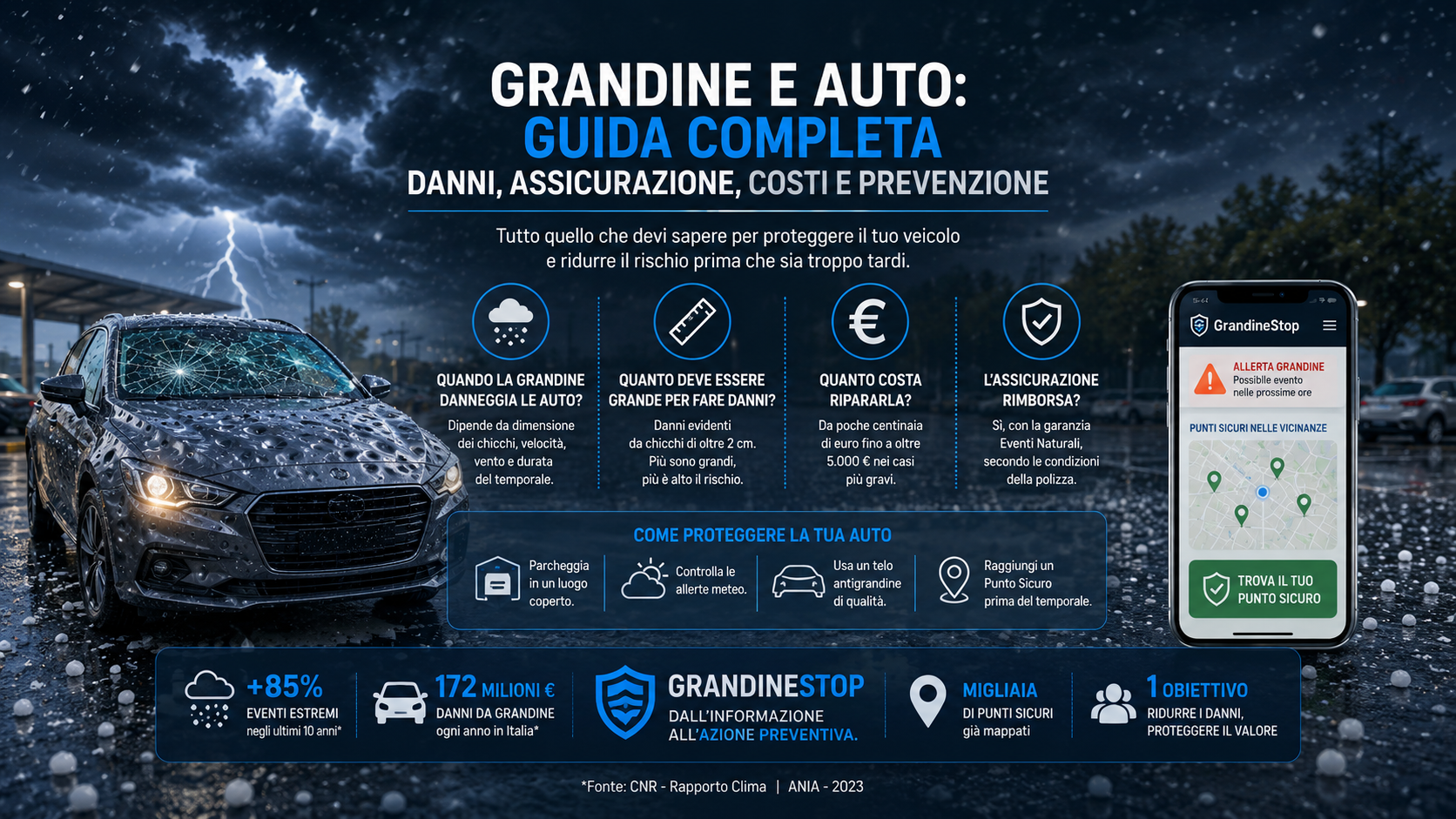 Grandine e auto: guida completa su danni, assicurazione, costi e prevenzione