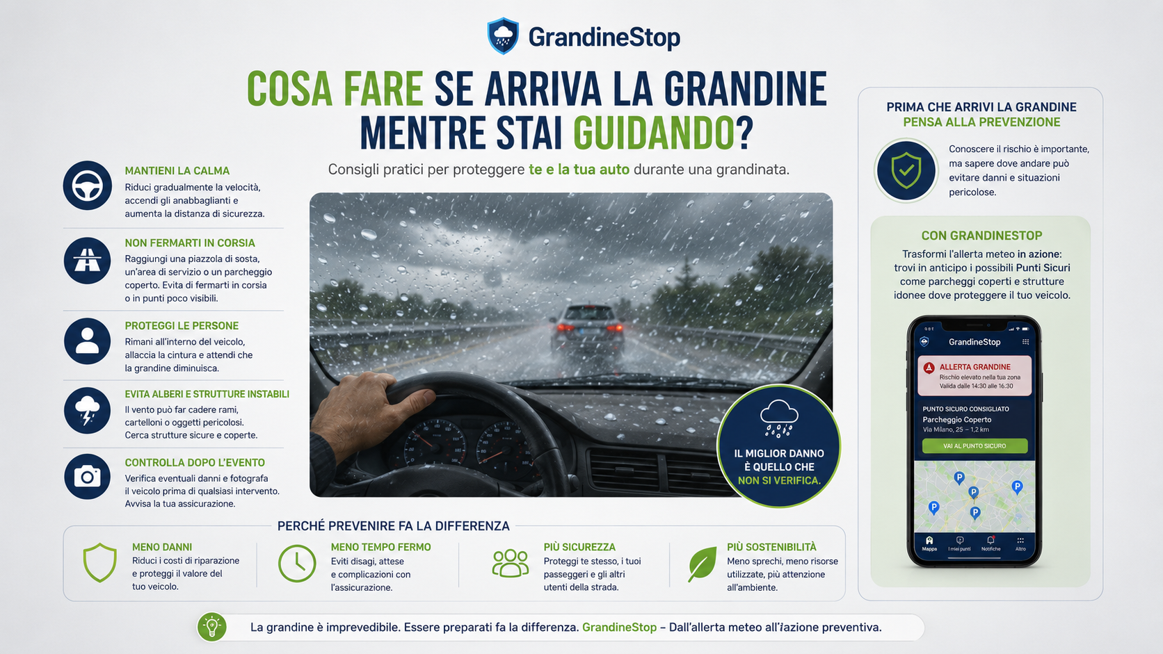 Cosa fare se arriva la grandine mentre stai guidando? Guida pratica per proteggere te e la tua auto