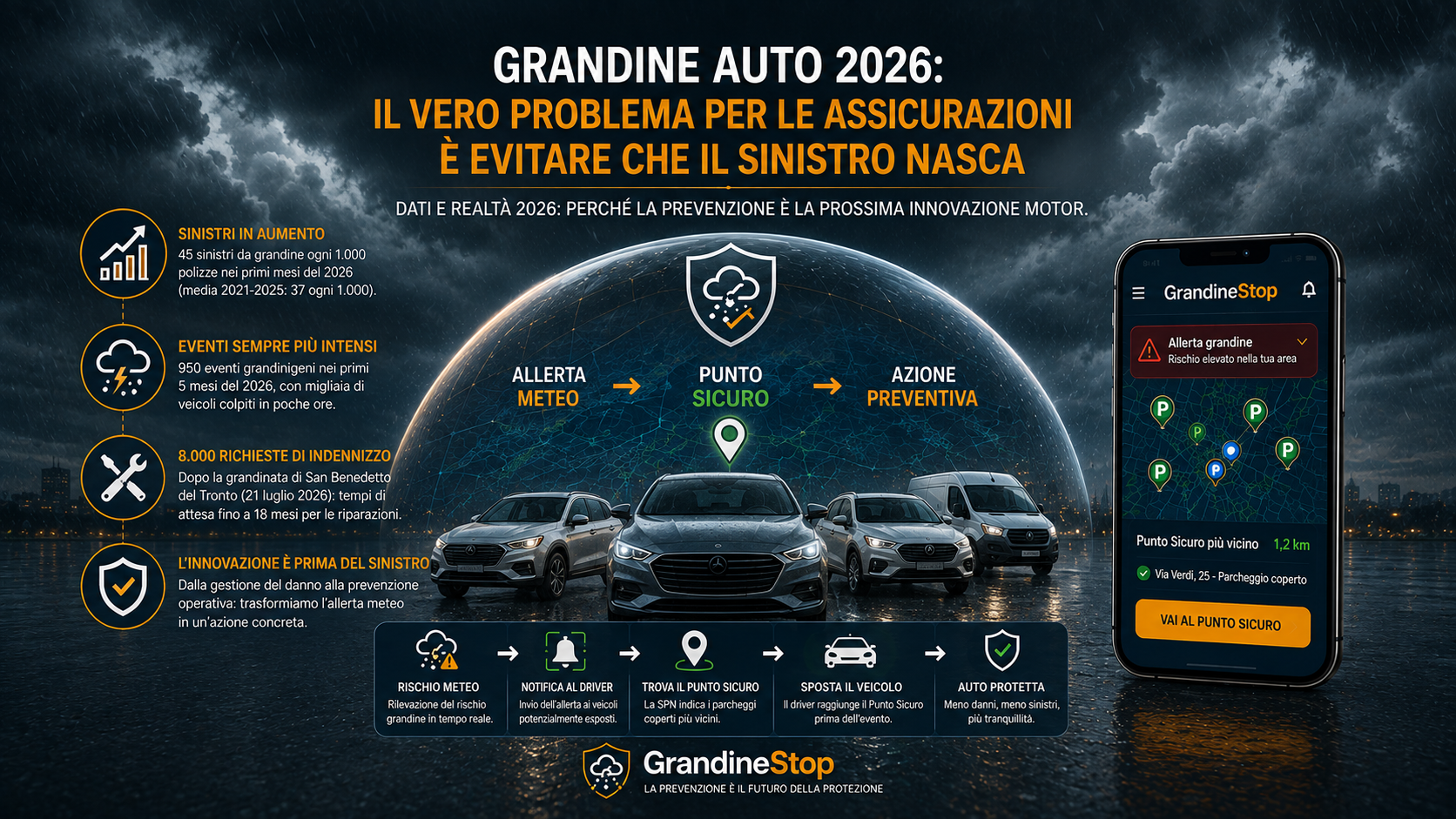 Grandine auto 2026: il vero problema per le assicurazioni è evitare che il sinistro nasca