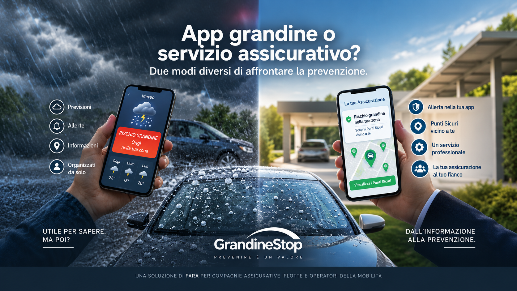 App grandine o servizio assicurativo? Due modi diversi di affrontare la prevenzione