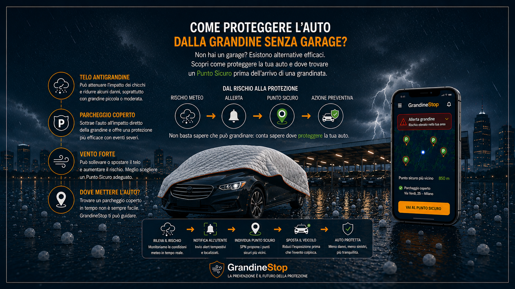 Come proteggere l’auto dalla grandine senza garage