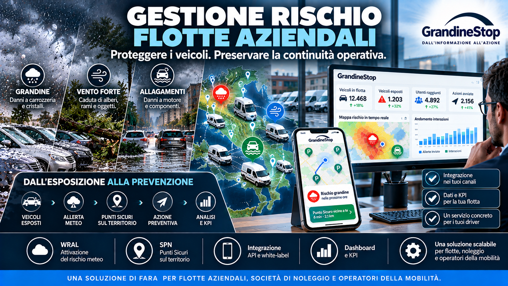 Gestione rischio flotte aziendali: grandine, eventi meteo e continuità operativa