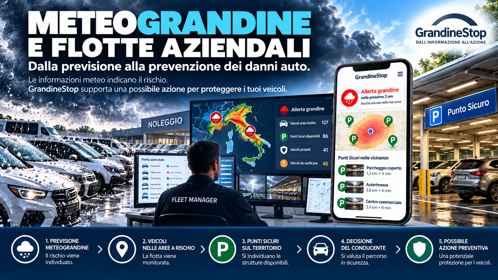 Meteograndine e flotte aziendali: dalla previsione alla prevenzione dei danni auto