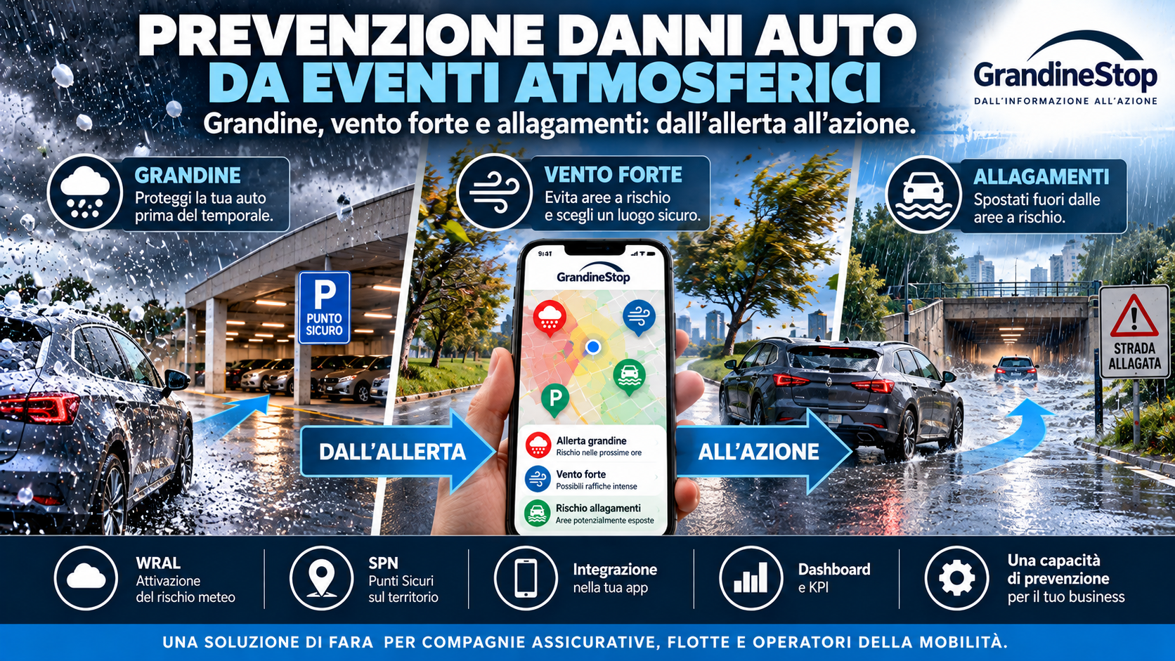 Prevenzione danni auto da eventi atmosferici: grandine, vento e allagamenti